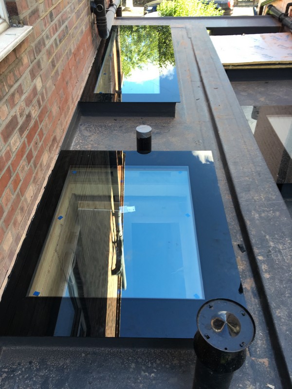 Multiple flat roof skylights on extension in Belgravia